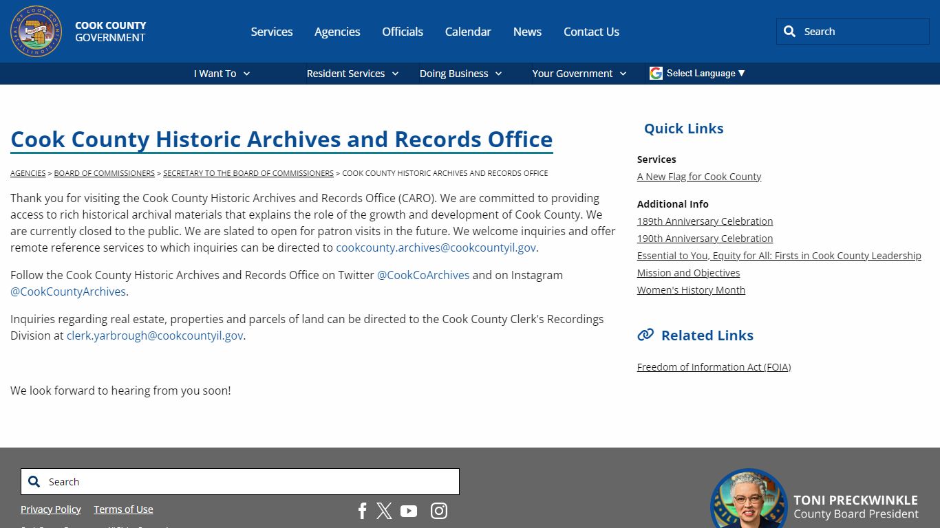 Cook County Historic Archives and Records Office